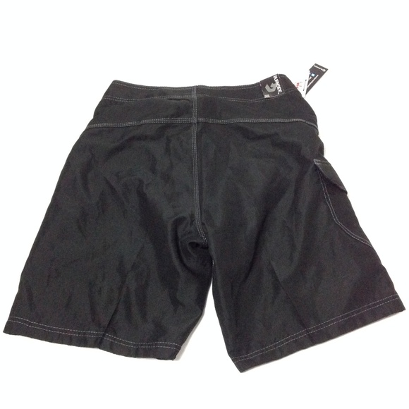 Burnside Men's Swim Shorts Black with Drawstrings - Picture 2 of 5
